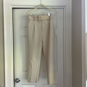 Belted cream Zara trousers